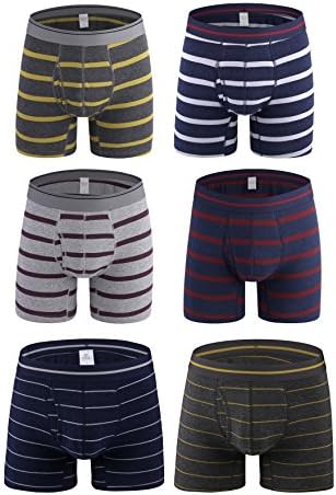 Nowee Mens Cotton Boxer Briefs Long Leg Underwear No Ride Up