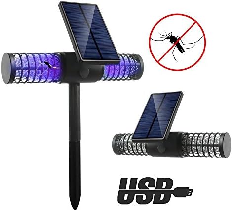 Bug Zapper, Dolucky Solar Powered LED Waterproof Insect &amp; Mosquito Killer Light with USB Charging Port