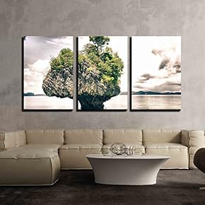 3 Piece Canvas Wall Art - Sea Colors During Summer, Thailand - Modern Home Art Stretched and Framed Ready to Hang - 16"x24"x3 Panels