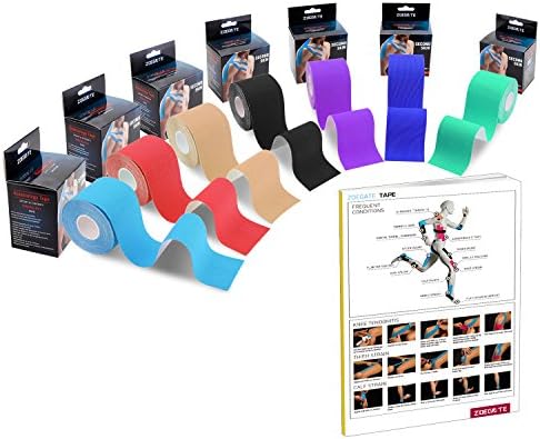 Zoegate Kinesiology Tape, Waterproof Uncut Sport Tapes Muscle Support Tape Roll Latex Free Physio Tape Best Water and Sweat Resistant Muscle Support Adhesive Physio Therapeutic Aid