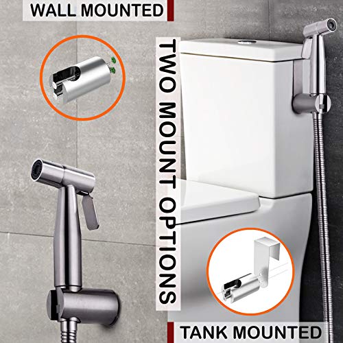 Premium Stainless Steel Handheld Bidet Sprayer for Toilet & Cloth Diaper Sprayer Set with Leak Proof Extra Long Hose- Cleaning & Personal Hygiene Spray- Bathroom Hand Held Bidet Shattaf Kit, by Bixfe - Thumbnail 7