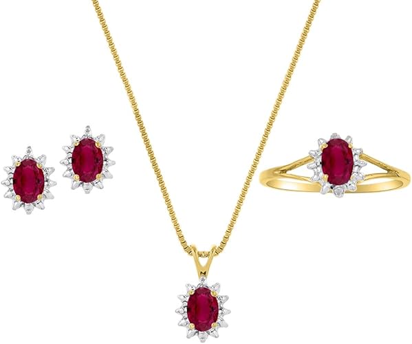RYLOS Matching Jewelry For Women 14K Yellow Gold - July BS-SET07Y-B