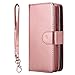 iPhone 8 Case,iPhone 7 Case, Pandawell PU Leather 9 Card Slot Wallet Folio Case with Detachable Magnetic Hard Case for Apple iPhone 8/iPhone 7 - Rose Gold