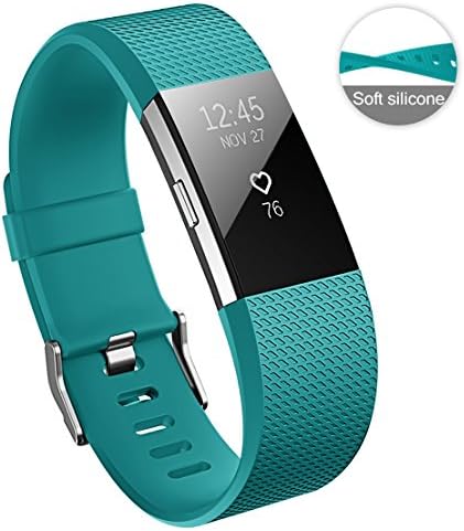 YOMETOME Fitbit Charge 2 Strap, Charge2 Wrist Strap Original Replacement Bands Soft TPE Silicone Varied Grain Adjustable Breathable Strap for Fitbit Charge 2 Small Large Woman Man