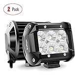 Nilight 60001F-B Bar 2PCS 18w 4" Flood Fog Road Boat Driving Led Work Light SUV Jeep Lamp,2 Years Warranty