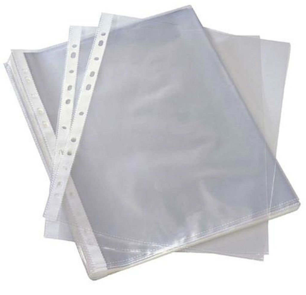Nice Style 50 Pcs A4 Clear Plastic Punched Punch Pockets 30 Micron for