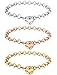 Besteel 3 PCS Stainless Steel Chain Link Bracelets for Women with Finish Heart Charm Bracelet Jewelry Set