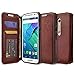 Droid Maxx 2 Case, Customerfirst Droid Maxx 2 Wallet Case, Luxury PU Leather Case Flip Cover Built-in Card Slots & Stand for Motorola Moto Droid Maxx 2- with 1 Emoji Key Chain (Leather Brown)