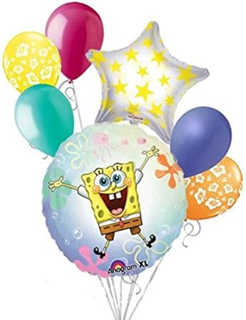 Amazon Com 7 Pc Spongebob Squarepants See Thru Balloon Bouquet