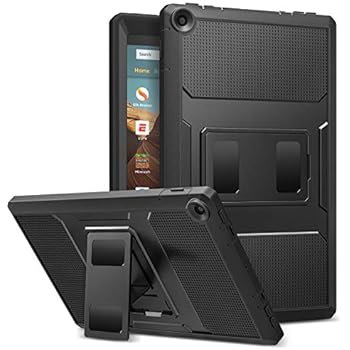 MoKo Case for All-New Fire HD 10 Tablet (7th Generation/9th Generation, 2017/2019 Release) - [Heavy Duty] Full Body Rugged Cover with Built-in Screen Protector for Fire HD 10.1 Inch, Black