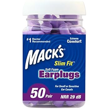 Mack's Slim Fit Soft Foam Earplugs, 50 Pair - Small Ear Plugs for Sleeping, Snoring, Traveling, Concerts, Shooting Sports and Power Tools