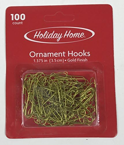 Holiday Home Multi Use Ornament Hooks: Small Sturdy Hooks, Great for Decorating, Flower Arranging, Crafting, and More (Gold)
