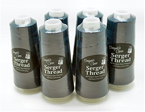 Serger / Embrodery Polyester Thread Cones, Multi-pack of 6 Spools 1640 Yards, NAVY