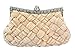 Chicastic Pleated and Braided Rhinestone studded Wedding Evening Bridal Bridesmaid Clutch Purse - Beige