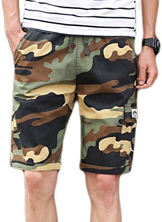 IWINVERS Men's Camo Classic Fit Short With 4 Pockets Khaki Size L