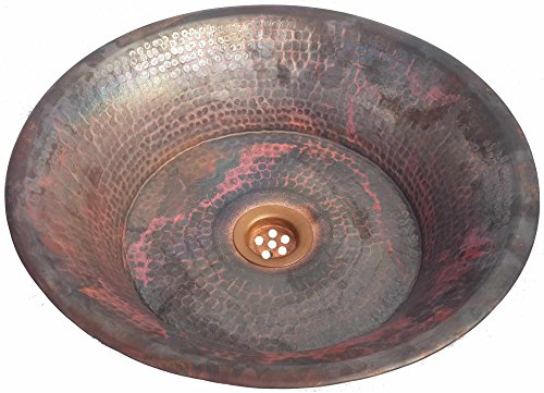 Egypt gift shops Round Textured Matte Copper Bath Bathroom Sink Remodel House Construction Repair - Thumbnail 2