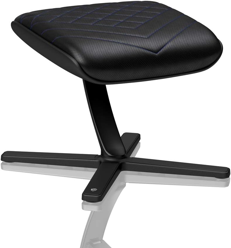 noblechairs Footrest for Gaming Chair - Office Chair - PU Leather - Footrest - Practical Adjustment - 360° Rotatable - 57° Tiltable - Black/Blue