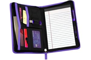 Lcjtop Junior Business Padfolio - A5 PU Leather Portfolio Binder & Zippered Binder Folder with 5 x 8 Writing Pad and Interior Storage Pocket Executive Business Organizer for Men Women,Purple