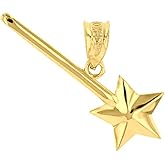 Fine 10k Yellow Gold Magic Fairy Wand Charm Pendant