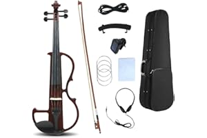 WUQIMUSC Electric violin 4/4 full size Silent Electric Violin Solid Wood body Ebony Fittings with case,bow, headphone,cable,s