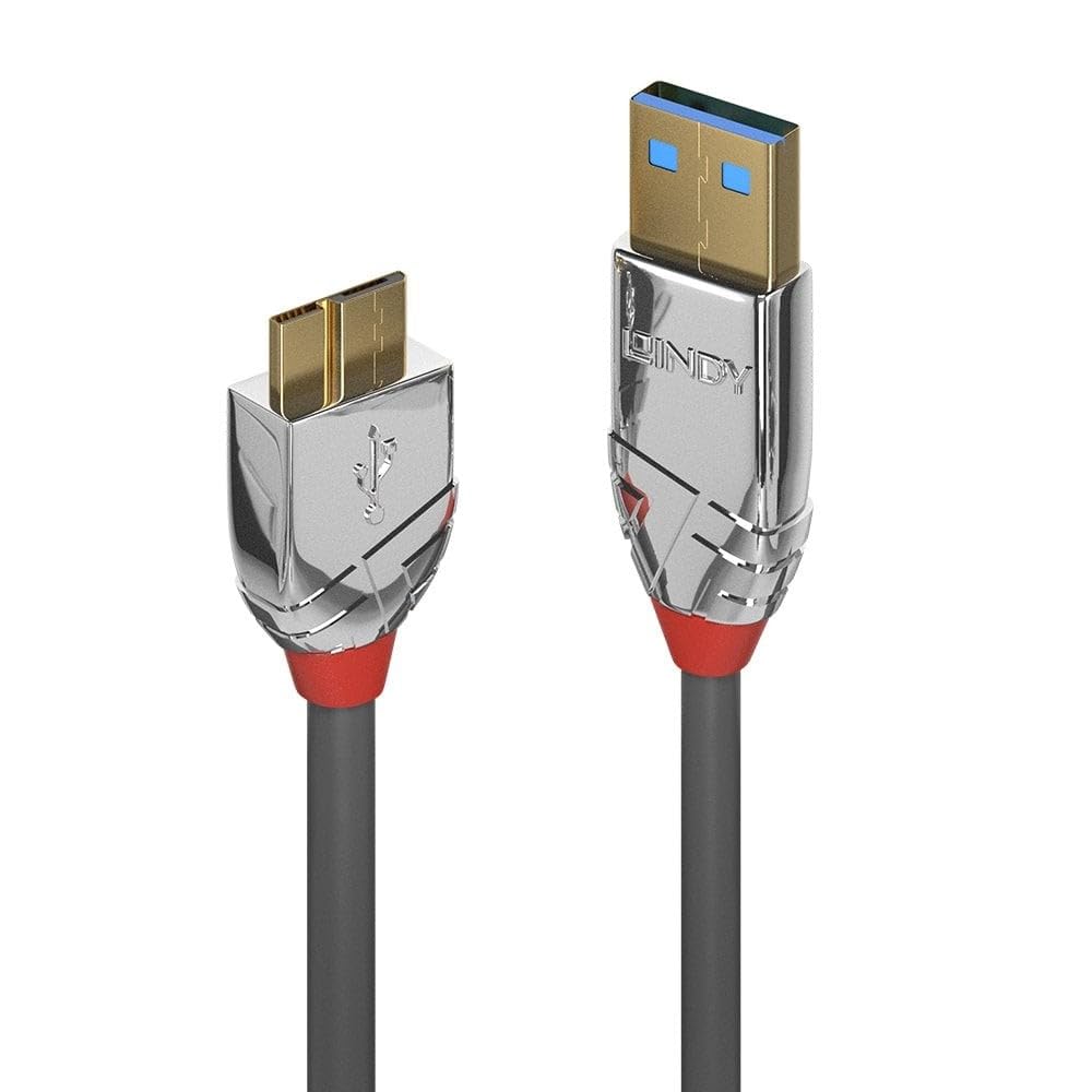 LINDY USB 3.2 Type A to Micro-B Cable, Cromo Line - Grey