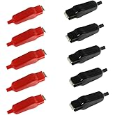 bnafes 10Pack 20A Insulated Alligator Clips Electric Circuit Test Testing Crocodile Clamps(5 Red+5 Black)