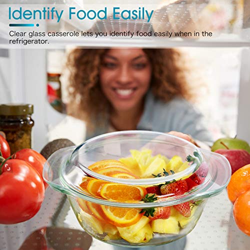 Clear Round Glass Casserole by NUTRIUPS Oven Proof Glass Baking Dish