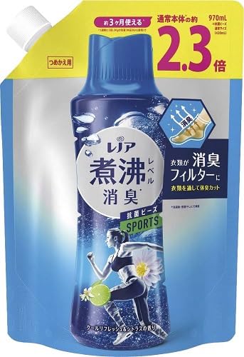レノア 煮沸レベル消臭 抗菌ビーズ SPORTS クールリフレッシュ&シトラス 特大 詰め替え 970mL商品画像