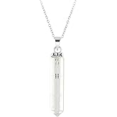 NJCRAFT Pencil Pendant Necklace for Women |Natural Healing Crystal Hexagonal Point Reiki Chakra Pendant 15-25 Carat | 8–14 mm Stone | Silver Plated Chain 16+2 Inch Adjustable