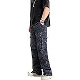 GINGTTO Baggy Cargo Pants Men Camo Wide Leg Fashion Y2K Loose Fit Streetwear Drawstring Stretch