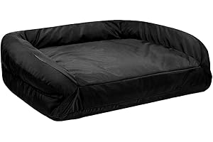 K9 Ballistics Tough Bolster Nesting Pillow Small Sofa Dog Bed with Removable Washable Cover - Durable, Water Resistant with Nonskid Bottom 24"x18", Obsidian Black