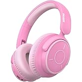 MIDOLA Kids Headphones Bluetooth 5.4 Wireless Volume Limited 85/94dB Hearing Protection Over Ear,68 Hours Playtime Foldable with Cable Aux Wired Built-in Mic for Toddler Child Travel School Pink