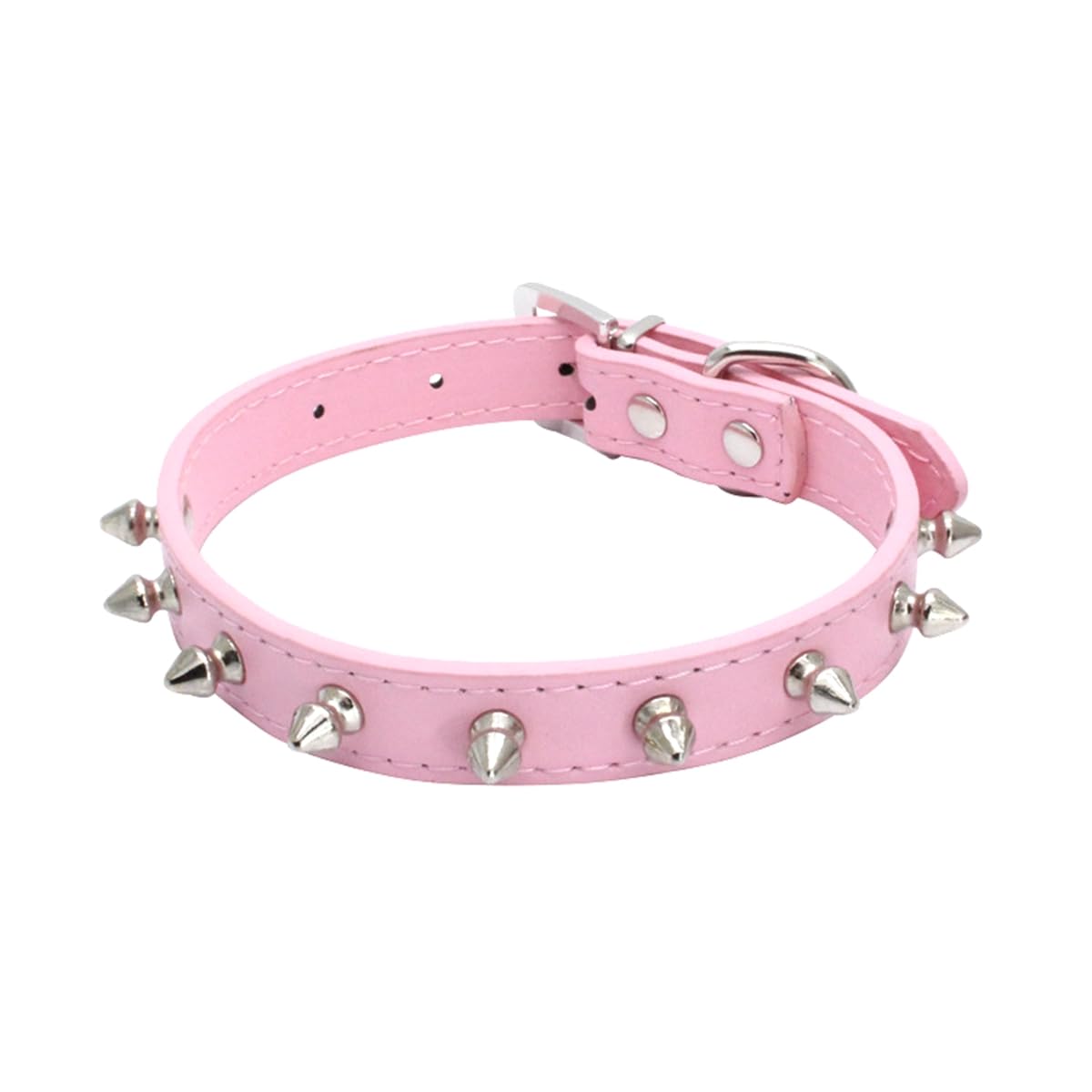 haoyueer Spiked Studded Leather Dog Collar Mushrooms Rivets Cat Collar for Small Medium Dog Cat Puppy Kitty (S, Pink)