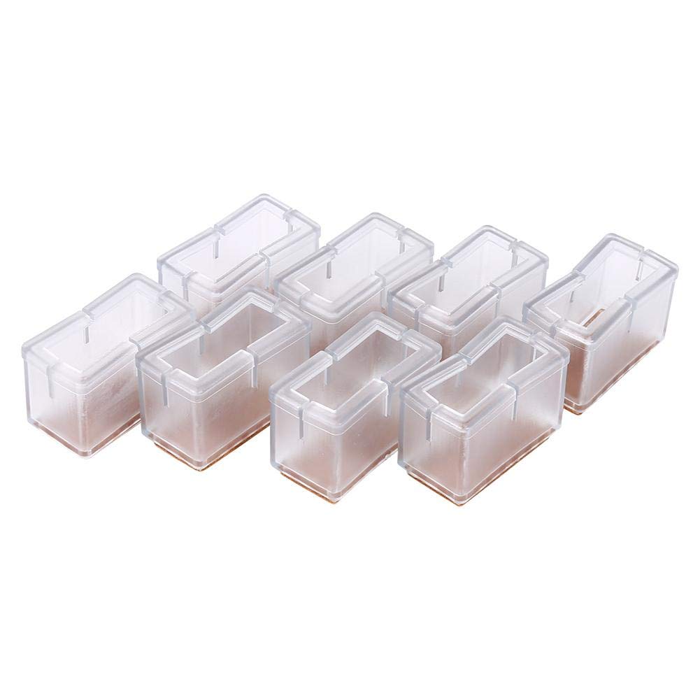 8Pcs Floor Protector Chair Legs Cover, Rectangle Cover Chair Feet/Non-Slip Table, Good Workmanship, Safety and Durable, Feet Pads Furniture(Transparent)