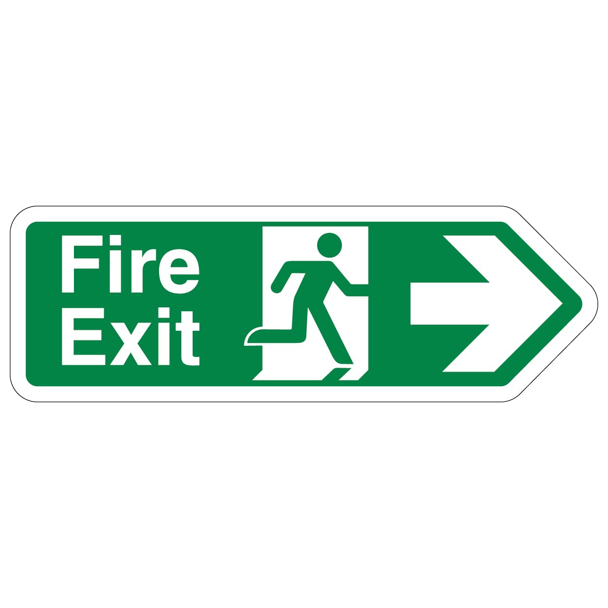 V Safety Shaped Safety Sign - Fire Exit Arrow Right - 450X150 - Glow In The Dark Rigid Plastic