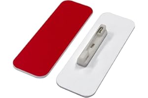 ALL QUALITY Name Tag/Badge Blanks - 10 Pack - Red 1" X 3", Round Corners, Pin