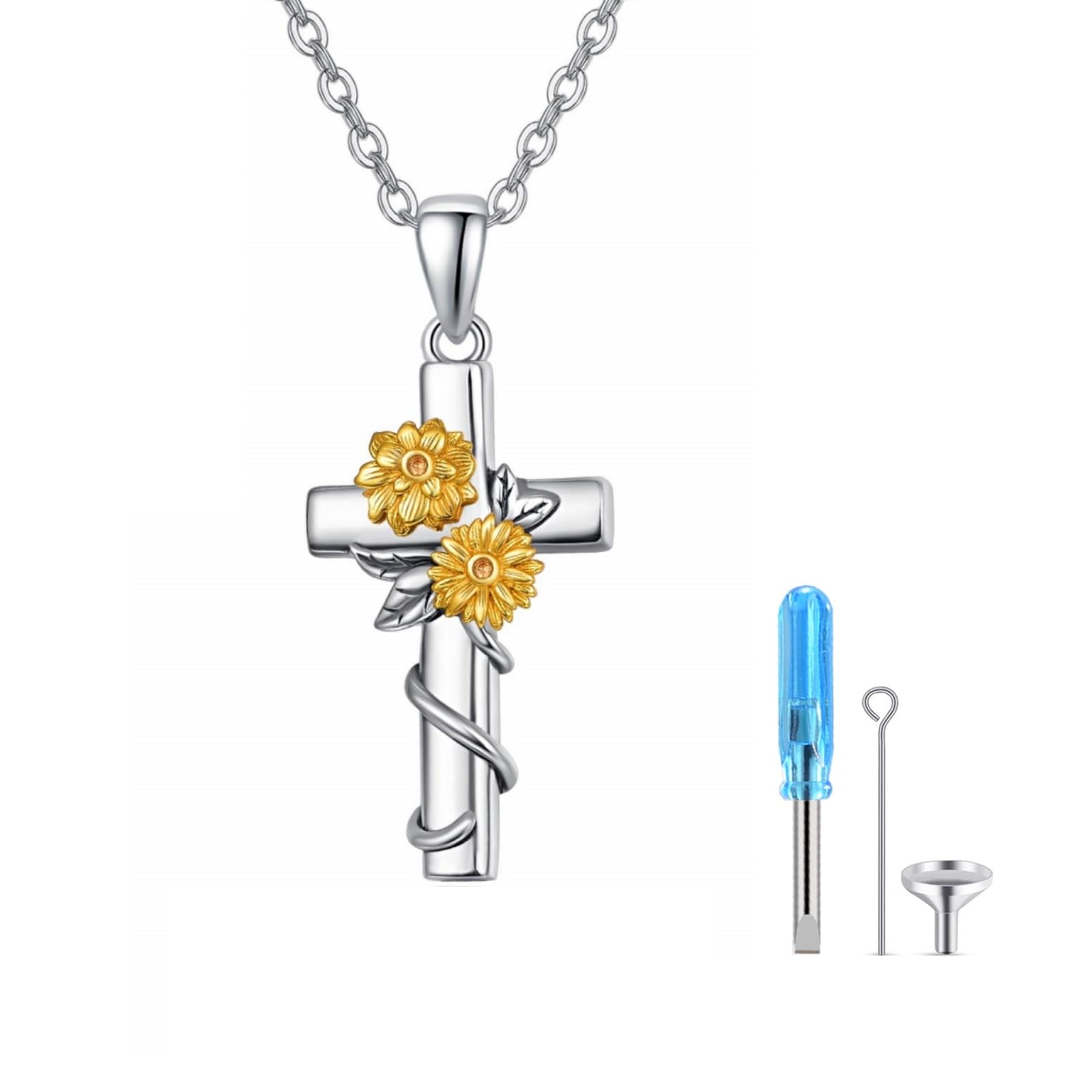 praymos Cross Necklace Ashes Necklace Urn Necklaces for Ashes Cremation Jewelry for Ashes of Loved Ones Keepsake Cremation Pendant Ashes Jewelry for Women — image 1