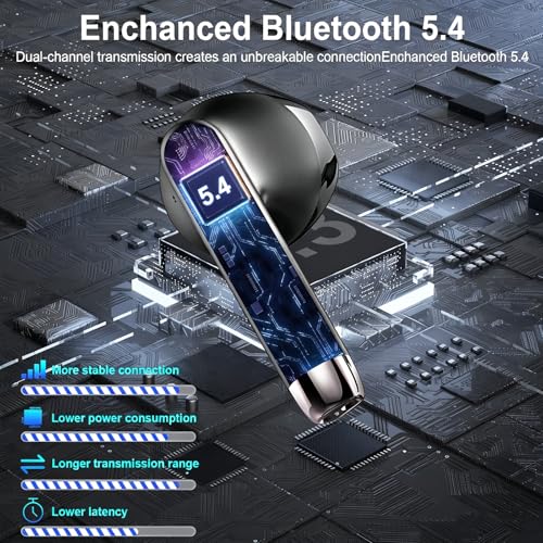 Bluetooth Headphones, In-Ear Headphones, Wireless Bluetooth 5.4, Deep Bass, 6D Stereo Ear Buds, 50 Hours ENC Noise Cancelling Earphones, EQ via App, USB-C, IPX7 Waterproof Sports Headphones iOS