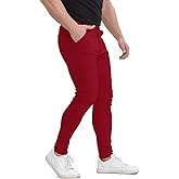 ALLELMS Mens Chinos Slim Fit Stretch Flat-Front Skinny Dress Pants