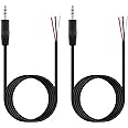 Fancasee 3.5mm 1/8" to Speaker Wire, 2-Pack 6FT 3.5mm TRS Stereo Male Plug to Bare Wire Pigtail Connector Adapter Repair 3.5mm Jack Audio Cable for Speaker Headphone Headset Earphone