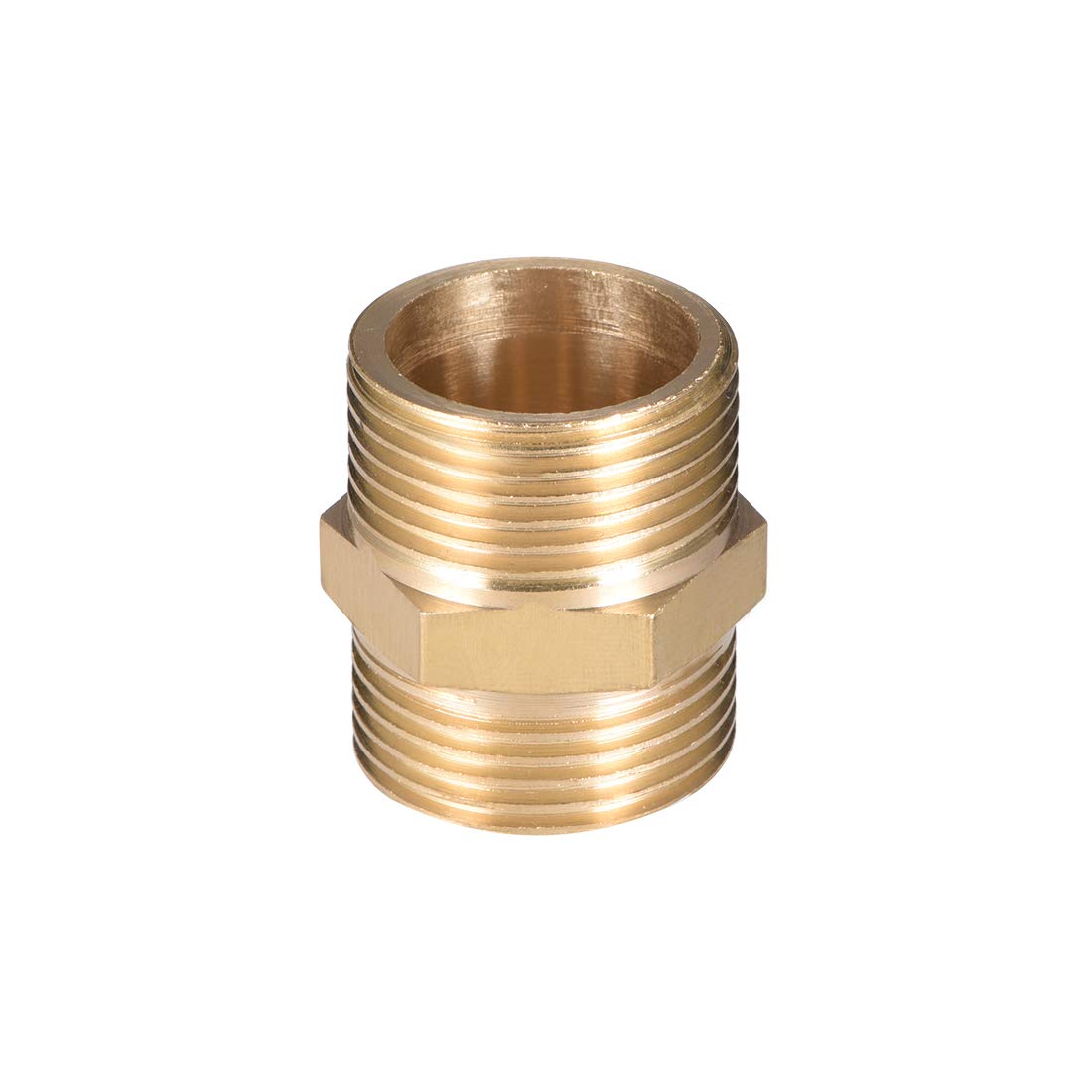 sourcing map Brass Male to Male Straight Pipe Hex Fitting G3/4 x G3/4 Thread Connector