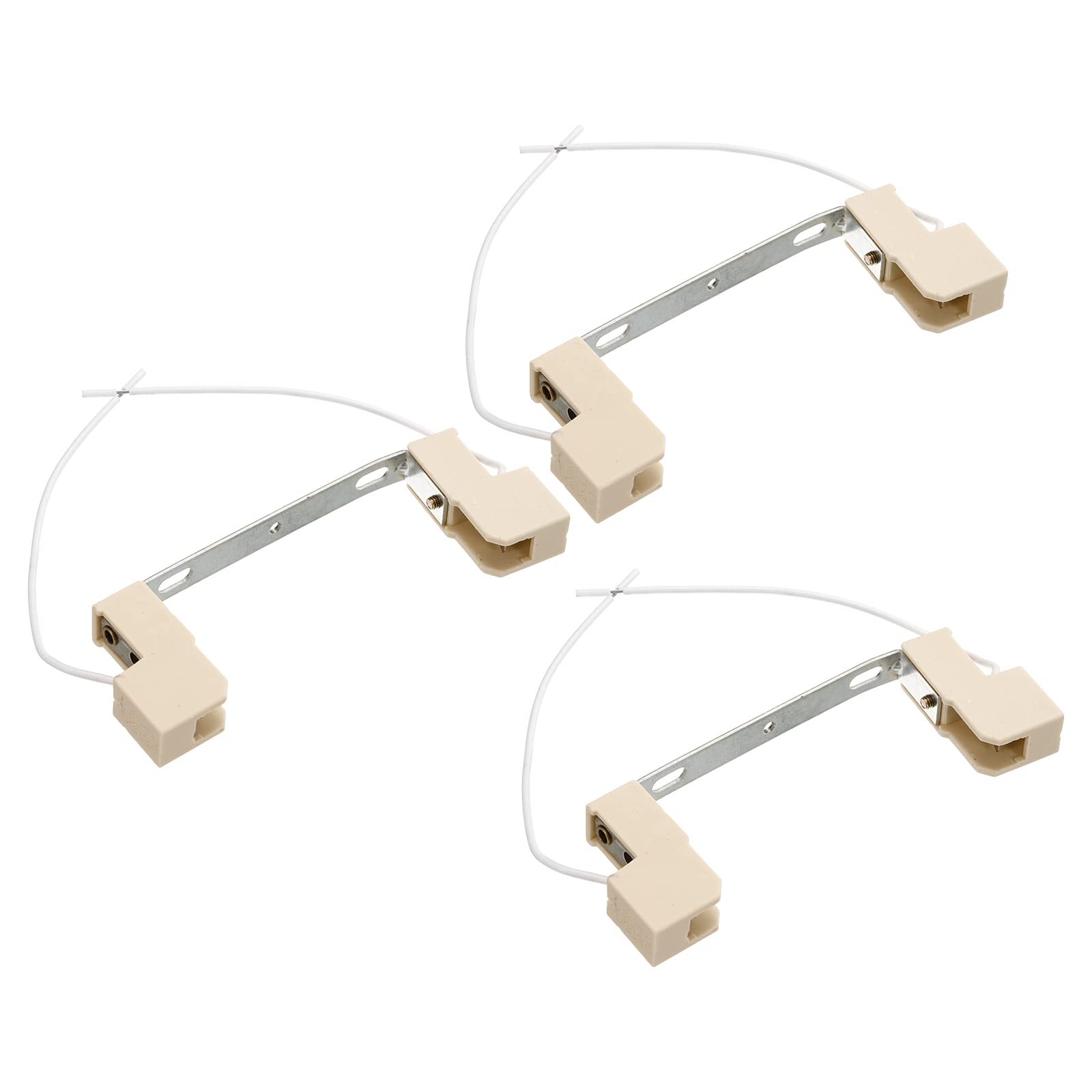PATIKIL 115mm R7S Socket, 3 Pack Ceramic Lamp Holder Halogen Socket Bulb Base Converter Connector Double Ended with Cable Wire, Silver Tone White