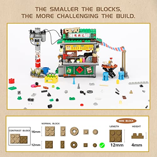 NEWABWN Hong Kong Big License Food Stall Toy Building Set, Learn About Hong Kong Chinese Culture