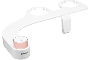 Omigo Element Bidet Attachment Non-Electric Thin Modern Design, Dedicated Rear and Front Self-Cleaning Nozzles with Pressure Control Dial (Ambient Temp, Copper)