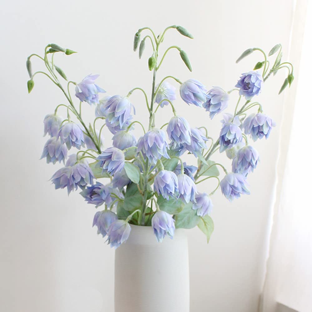 XZJMY 3Pcs Artificial Bluebell Silk Flower Outdoors Fake Plants Faux Plastic Flower for Home Office Decoration, Dining Table Centerpiece (Light Blue)