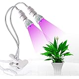 Roleadro Dual-head LED Plant Grow Light, Upgraded 10W Detachable Desk Clip Grow Lamp Bulbs with Adjustable Gooseneck and Double on/off Switch for Indoor Greenhouse Office Plants