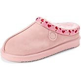 Fireside by Dearfoams Women’s Greta Genuine Shearling Clog Slippers, 100% Natural Suede Clogs for Outdoor & Indoor