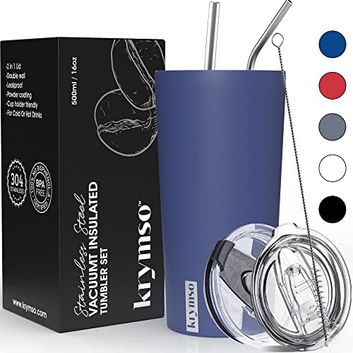 Thermos Coffee Mug 16oz Insulated Stainless Steel Travel Mug  Double Wall  Thermo Tumbler, Spill-Resistant 16oz Stainless Steel Tumbler