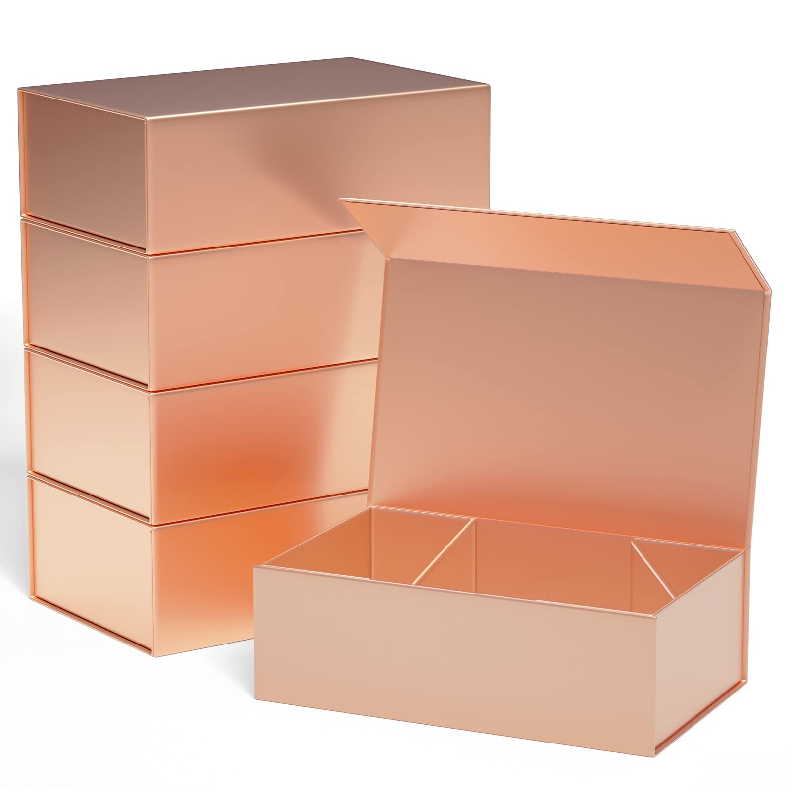 Photo 1 of Gift Boxes 12"x6"x4" with Magnetic Closure Lid Gift Boxes for Presents,Bridesmaid Gifts Box,Cute Box,Luxury for Gift Packaging, Magnetic Gift Box for Wrapping Gifts (Rose Gold/5PCS)