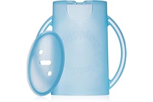 Flipping Holder Squeeze Proof Food Pouch Holder for Toddlers, Babies, Kids, Mess Free No Squeeze Juice Box Drink and Applesauce Snack Holder with Easy Grip Handles and Lid